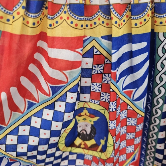 Dolce & GabbanaCarretto-print poplin maxi skirt SZ Small - Picture 12 of 16